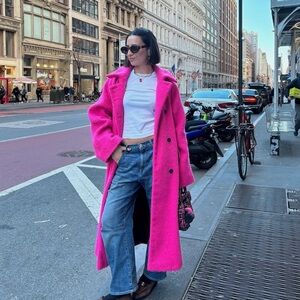 Topshop Double Breasted Tie Waist Coat